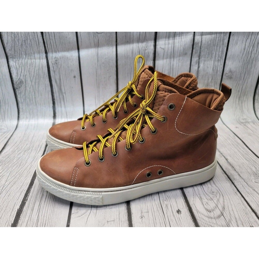 Polo Ralph Lauren Dleaney Mens 10 D High-Top Sneaker Brown Leather Shoes Delaney